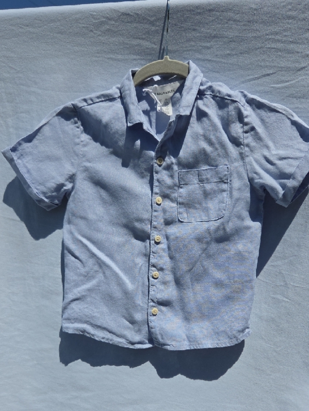 H&M Boys Light Blue Short Sleeve Button-Front Shirt        Size 6